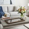 35" Silver Wood Indoor Outdoor Tray With Handles