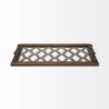 35" Silver Wood Indoor Outdoor Tray With Handles