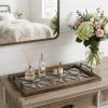 28" Brown Wood Indoor Outdoor Tray With Handles