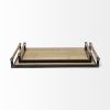 Set of Two Brown Wood Indoor Outdoor Serving Tray With Handles