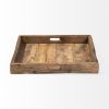 24" Brown Square Reclaimed Wood Tray With Handles