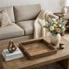24" Brown Square Reclaimed Wood Tray With Handles