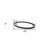 20" Black Metal And Mirrored Glass Oval Vanity Tray With Handles