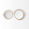 Set of Two Brown Round Wood Indoor Outdoor Vanity Tray With Handles