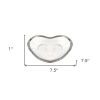 8" Mouth Blown Seeded Glass Heart Plate with Silver Rim