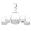 Set of Five Clear Crystal Straight Shape Stemless Decanter And Whiskey Glass