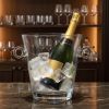 9" Clear Mouth Blown Crystal Ice Bucket