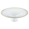 Handcrafted Optical Glass And White Gold Footed Cakestand With Gold Rim