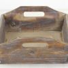 Dark Brown Finish Wood Serving Tray With Handles