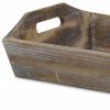 Dark Brown Finish Wood Serving Tray With Handles