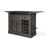 29" Gray Solid Wood Rolling Kitchen Island With Storage