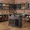 29" Gray Solid Wood Rolling Kitchen Island With Storage