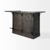 29" Gray Solid Wood Rolling Kitchen Island With Storage