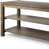 Brown Solid Wood Kitchen Island With Two Tier Smooth Counter Top