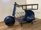 53" Blue Solid Wood and Iron Kitchen Cart