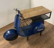 53" Blue Solid Wood and Iron Kitchen Cart