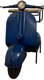 53" Blue Solid Wood and Iron Kitchen Cart