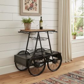 Rustic Black Rail Car Bar Cart