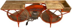 72" Orange Flying Merkel Motorcycle Bar Cart