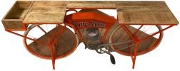 72" Orange Flying Merkel Motorcycle Bar Cart