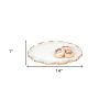 14" Clear Bubble Glass Scalloped Gold Rim Oval Platter