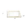 14" Clear and Gold Bubble Glass Scalloped Rim Rectangular Tray