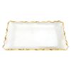 14" Clear and Gold Bubble Glass Scalloped Rim Rectangular Tray