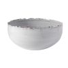 13" White Ceramic Torn Edge Round Centerpiece Bowl