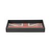 16" Black Ivory And Red Faux Leather And Wood Union Jack Serving Tray With Handles