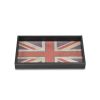 16" Black Ivory And Red Faux Leather And Wood Union Jack Serving Tray With Handles