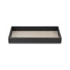 16" Black Faux Leather And Solid Wood Serving Tray