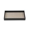 16" Black Faux Leather And Solid Wood Serving Tray