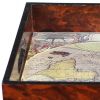 World Map Vintage Burlwood Serving Tray