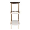 Gold Black and White Metal Oval Bar Cart With Wine Storage