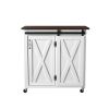35" Dark Brown and White Wood Rolling Kitchen Cart