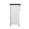 35" Dark Brown and White Wood Rolling Kitchen Cart