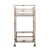 Champagne Metal And Mirrored Glass Rolling Bar Cart With Wine Storage