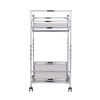 29" Silver Metal and Mirrored Glass Rolling Bar Cart With Wine Storage