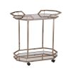 31" Champagne Iron and Mirrored Glass Octagonal Rolling Bar Cart