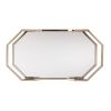 31" Champagne Iron and Mirrored Glass Octagonal Rolling Bar Cart