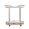 31" Champagne Iron and Mirrored Glass Octagonal Rolling Bar Cart
