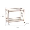 Gold Metal And Glass Rolling Bar Cart