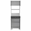 24" White and Gray Wood Flat Door Kitchen Cart With Storage