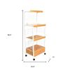 White and Natural 26" Rolling Kitchen Cart With Storage