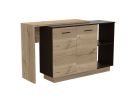 Natural and Natural And Black 59" Kitchen Island With Storage