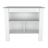 White and Gray 41" Kitchen Island With Storage