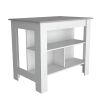 White and Gray 41" Kitchen Island With Storage