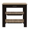 Black and Natural 40" Kitchen Island With Storage