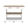 White and Brown 40" Rolling Kitchen Cart With Storage