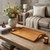 19" Brown Teak Handmade Serving Tray